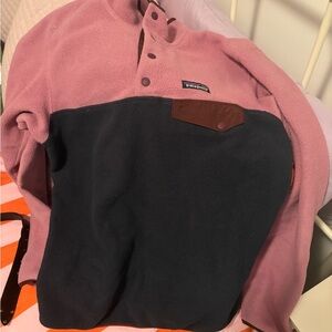 Patagonia Pink and Navy Fleece Pullover